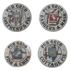 Pub Grub Themed Decorative Plates Set